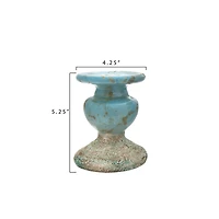 Hello Honey® 5" Distressed Blue Terracotta Pillar Candleholder
