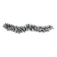 6ft. Pre-Lit LED Flocked Christmas Garland with Pinecones
