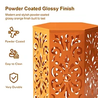 Glitzhome® Orange Floral Motif Hexagonal Garden Stool Set
