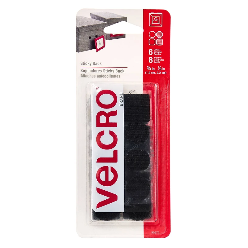 VELCRO® Brand Sticky Back Coins & Squares Value Pack
