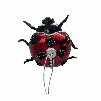 3.75" Red & Black Ladybug Glass Ornament by Ashland®