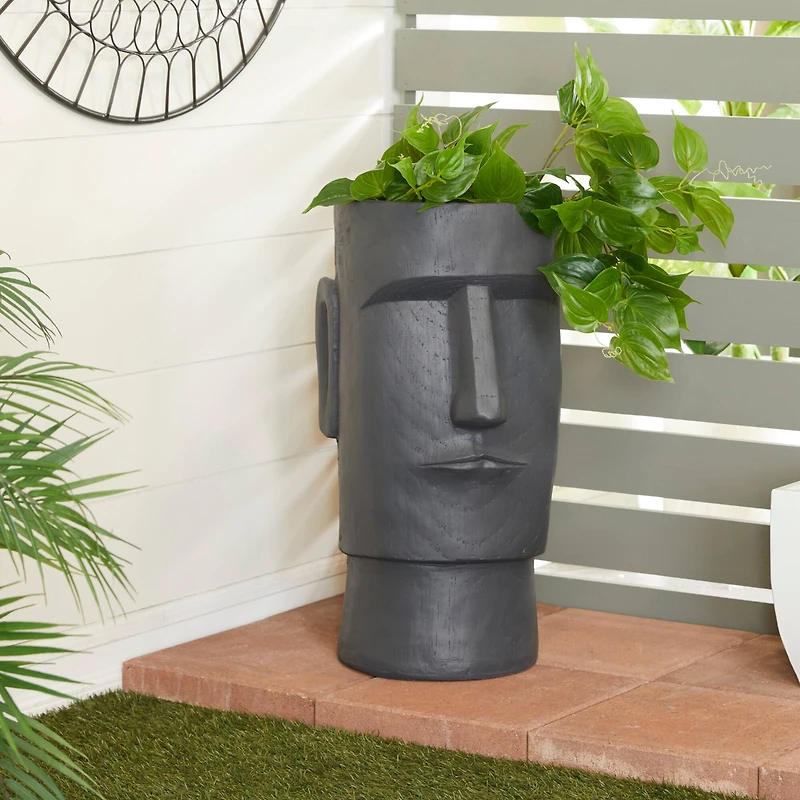 The Novogratz Grey Contemporary Abstract Planter, 12" x 13" x 23"