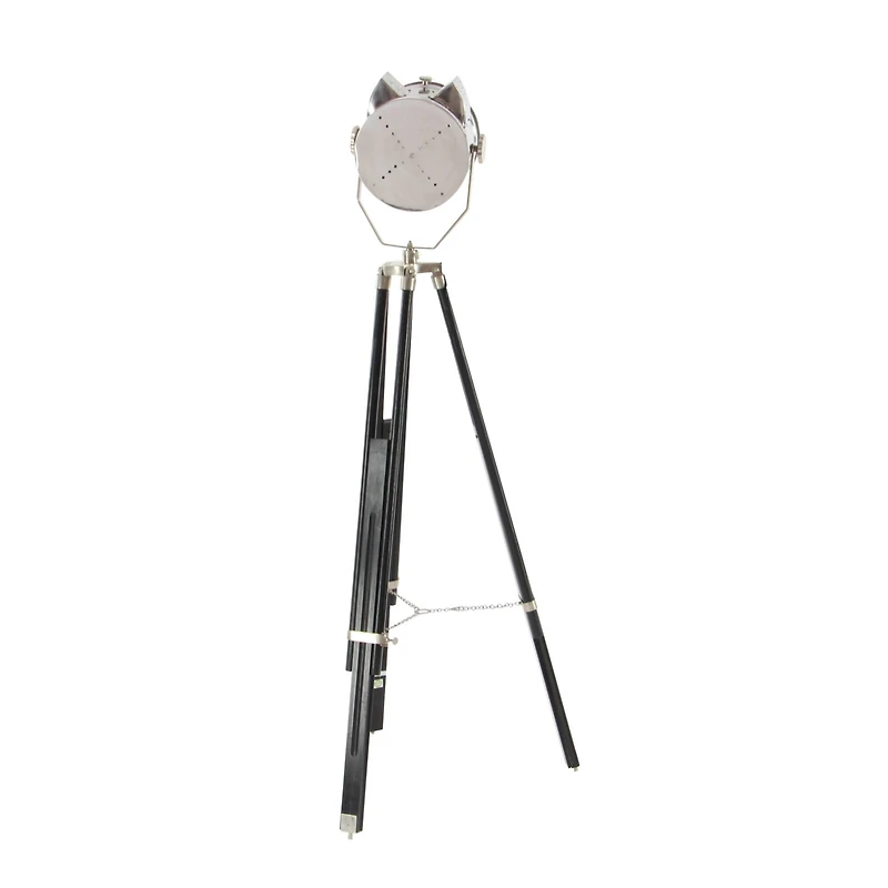 75" Black Wood Industrial Floor Lamp