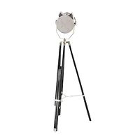 75" Black Wood Industrial Floor Lamp