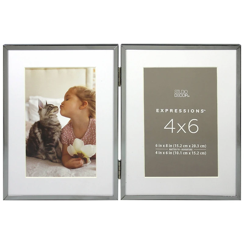 Expressions™ 2 Opening 4" x 6" Silver Collage Frame with Mat by Studio Décor®