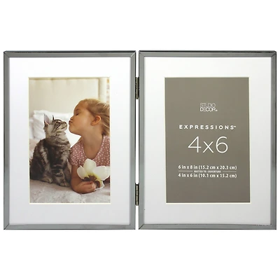 Expressions™ 2 Opening 4" x 6" Silver Collage Frame with Mat by Studio Décor®
