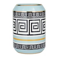 Teal Stoneware Modern Vase, 11" x 8" x 8"