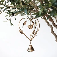 Hello Honey® 13.75" Gold Hanging Metal Heart Shaped Décor with Bird