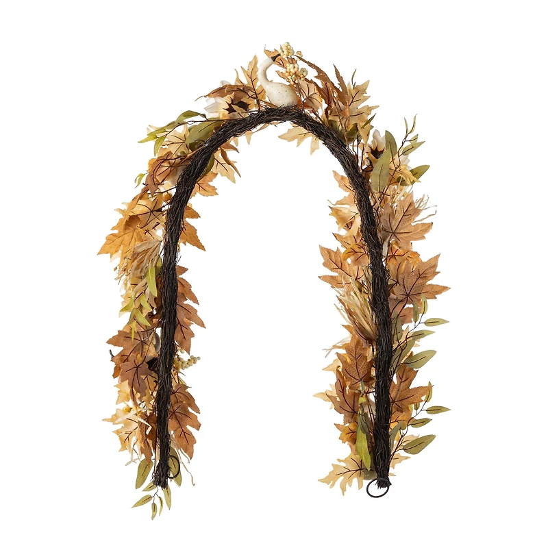 Glitzhome® 72" Fall Neutral Sunflower, Pumpkin and Leaf Garland