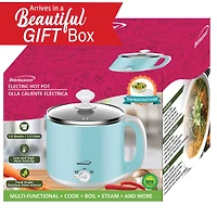 Brentwood Blue 1.6qt. 600 Watt Stainless Steel Electric Hot Pot Cooker & Food Steamer