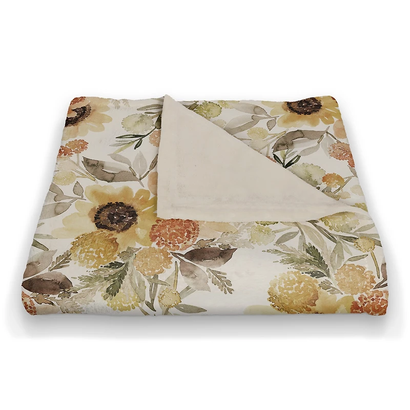 Fall Sunflowers Coral Fleece Blanket