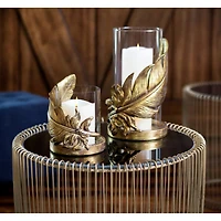 10" Gold Leaf Glass Traditional Candlestick Holder