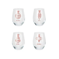 Hello Honey® 18oz. Ornament Stemless Wine Glass Set