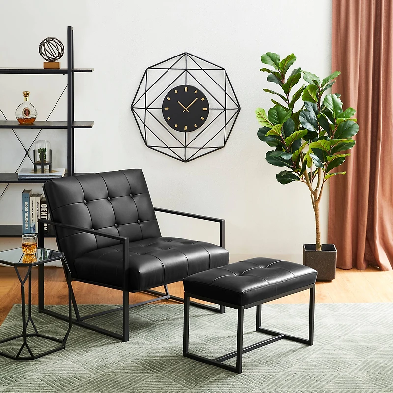 Glitzhome® Modern Thick Leatherette Accent Stool