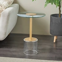 22.5" Clear Acrylic Accent Table with Elevated Base & Gold Stand