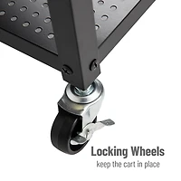 Mind Reader Rolling Cart, Microwave Stand, 3-Tier, Coffee Cart, Office, Metal, Black