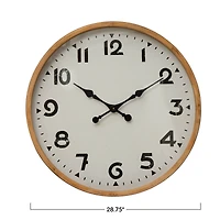 Hello Honey® 29" Round Natural Wood and Metal Wall Clock