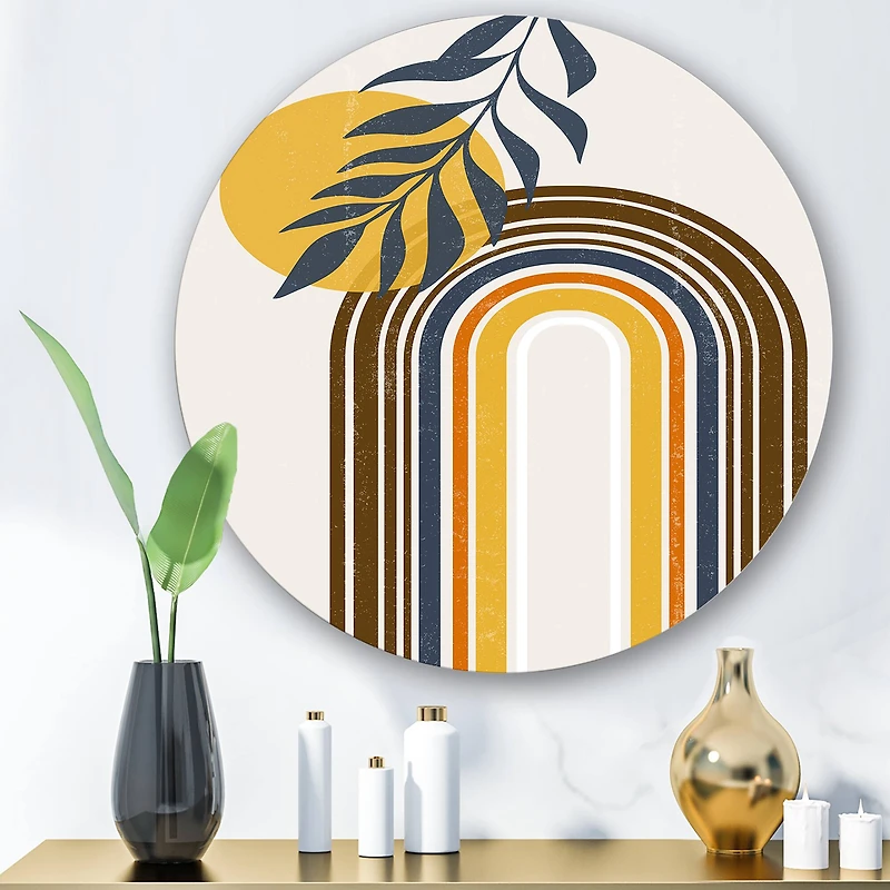 Designart - Abstract Sun Moon Leaves II