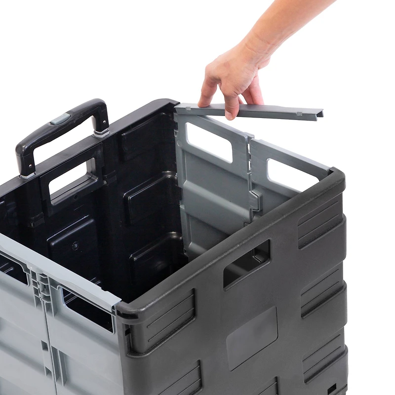 Honey Can Do Gray Fold-Up Rolling Storage Crate Cart
