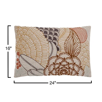 Hello Honey® Multicolor Embroidery Cotton Lumbar Pillow