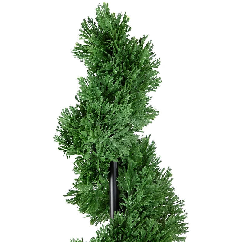 5ft. Unlit Artificial Cedar Spiral Topiary Tree in Black Pot
