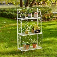 Glitzhome® Rectangular 3-Tiered Metal Shelf Planter Stand