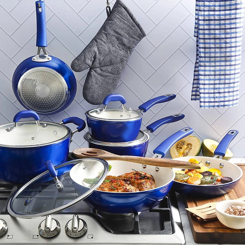 Kenmore® Arlington 12-Piece Metallic Blue Aluminum Ceramic-Coated Nonstick Cookware Set