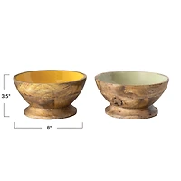 Hello Honey® Enameled Mango Wood Footed Bowl Set