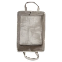 DII® Medium Stone & Cream Tribal Chevron PE-Coated Woven Paper Laundry Bin, 2ct.