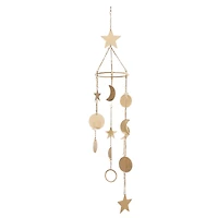 39" Gold Metal Eclectic Moon & Stars Wind Chime