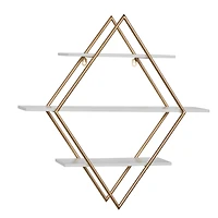 20" Gold Wood Glam Wall Shelf Set