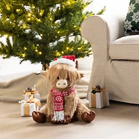 Glitzhome® 15.25"L Christmas Fabric Highland Cow
