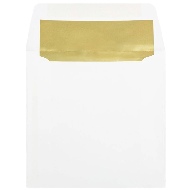 JAM Paper 6" Square Gold Foil Lined Invitation Envelopes