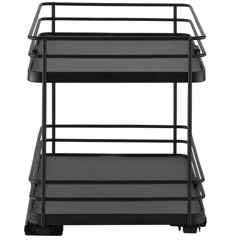 Organize It All Matte Black 2-Tier Slide Out Shelf Organizer