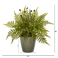 20" Fern in Olive Green Planter