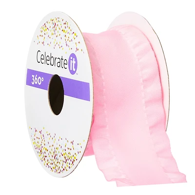 1.5" x 5yd. Satin Double Ruffle Ribbon by Celebrate It® 360