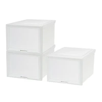 Iris® White Deep Box Chest With Sliding Door, 3 Pack