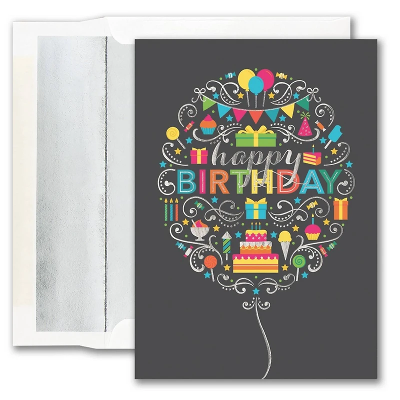 JAM Paper 5" x 7" Birthday Elements Blank Cards & Envelopes Set, 25ct.
