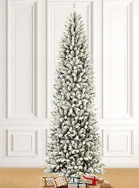 9ft. Pre-Lit Flocked Fir Artificial Christmas Tree, Warm White LED Lights