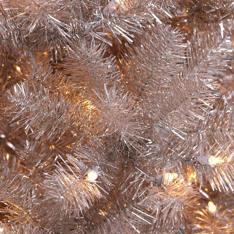 6.5ft. Pre-Lit Tinsel Artificial Christmas Tree, Clear Lights