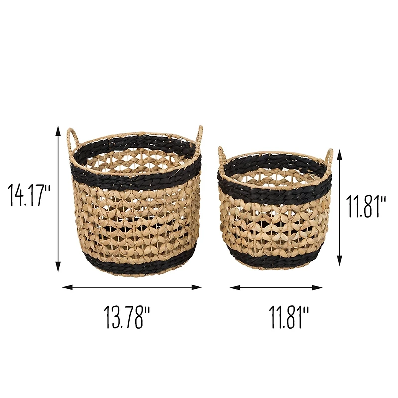 Honey Can Do Black & Brown Round Woven Decorative Nesting Basket Set