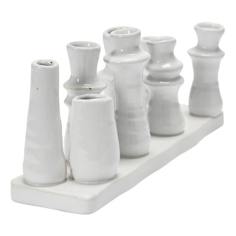 Hello Honey® 11" White Organic Shaped 8-Section Stoneware Vase