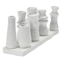 Hello Honey® 11" White Organic Shaped 8-Section Stoneware Vase