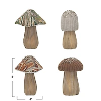 Hello Honey® 5" Fabric-Topped Foam & Wood Mushroom Set