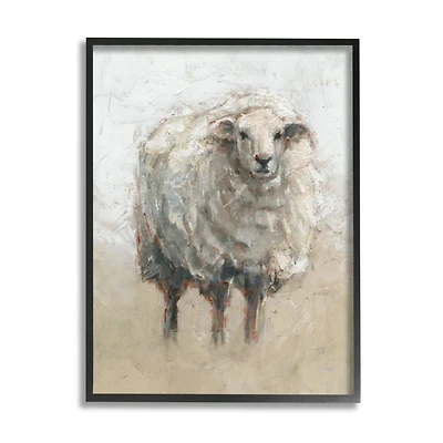 Stupell Industries Fluffy Sheep Farm Animal Beige Tan Painting Framed Wall Art