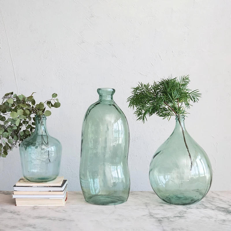 Hello Honey® 16.5" Clear Embossed Reclaimed Glass Olive Oil Bottle