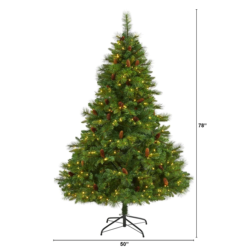 6.5ft. Pre-Lit West Virginia Mixed Pine Artificial Christmas Tree, Clear LED Lights