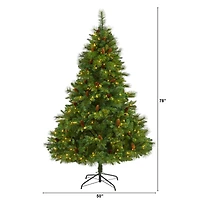 6.5ft. Pre-Lit West Virginia Mixed Pine Artificial Christmas Tree, Clear LED Lights