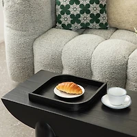 Glitzhome® Black Leaf Shape Ash Wood Decorative Trays Set