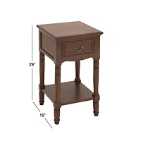 29" Brown Pine Traditional Accent Table